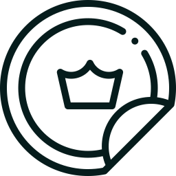 Crowned quality sticker icon